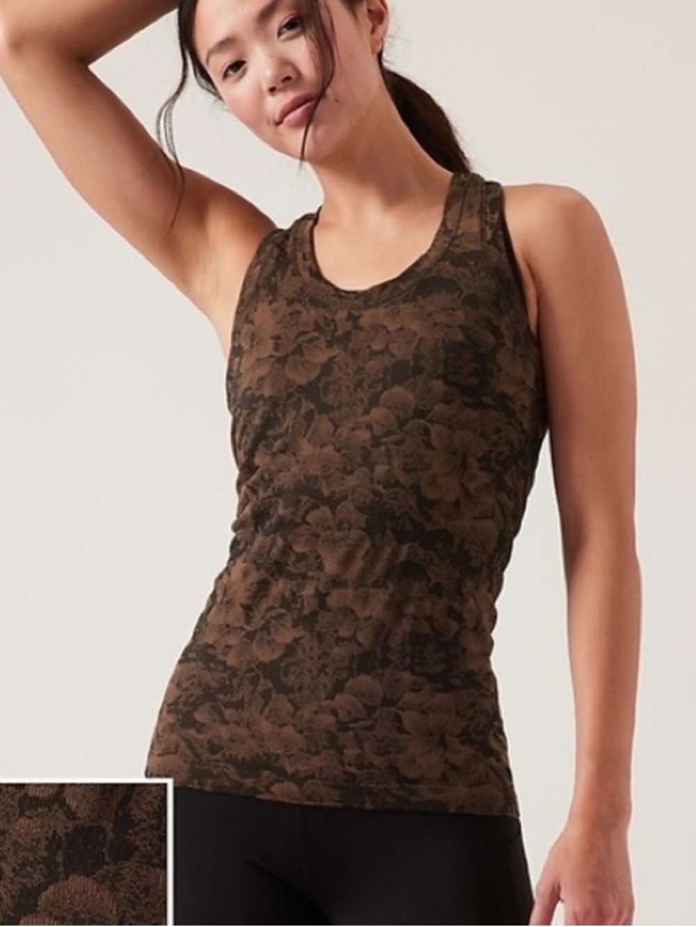 Women's Brown Floral Racerback Tank Top